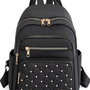EMERY ROSE Studded Decor Argyle Quilted Functional Backpack